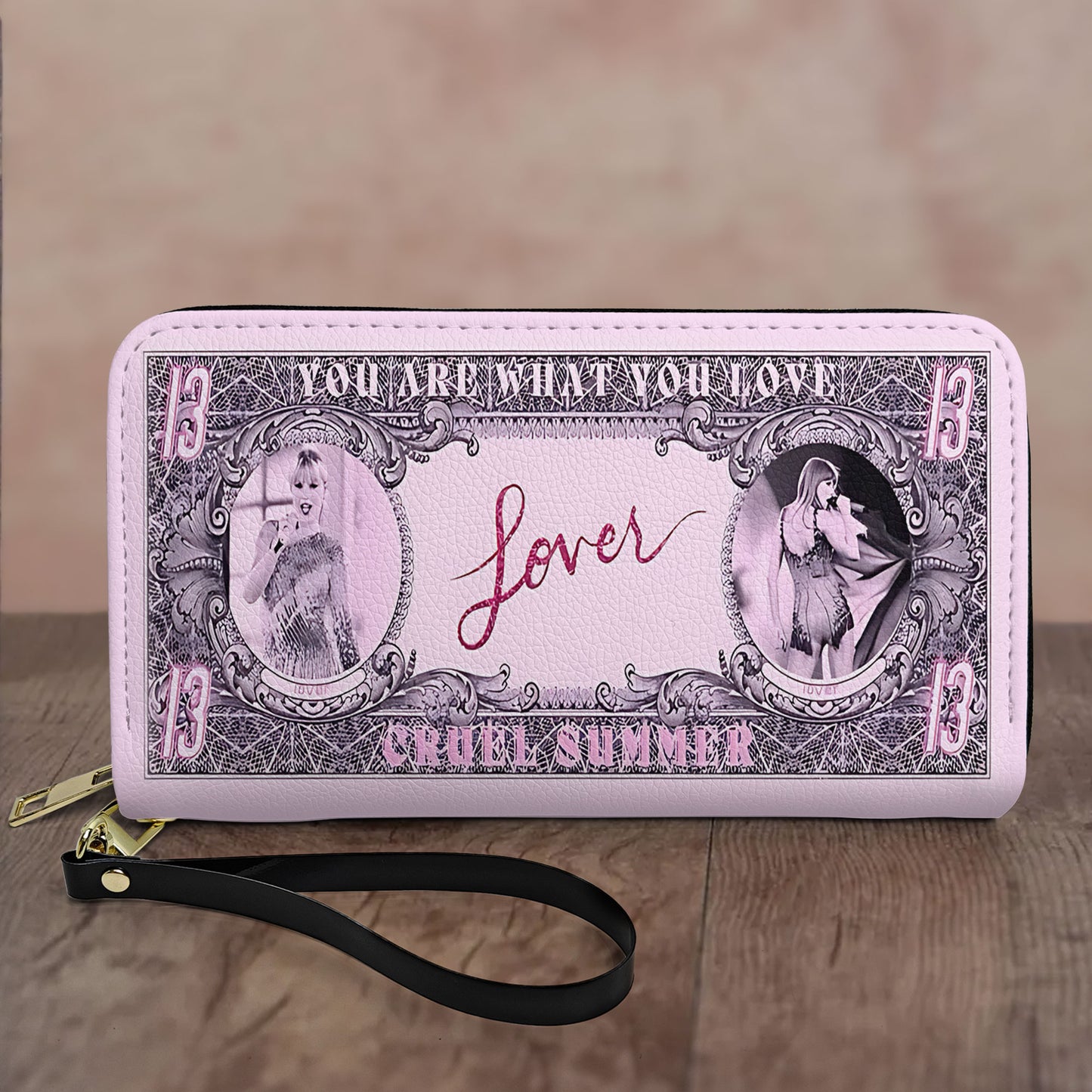 Swiftie Lover Leather Wallet – Pink Money Print Fan Edition