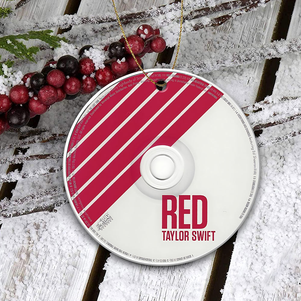 RED Taylor Swift CD Ceramic Ornament – Holiday Music Keepsake Decoration