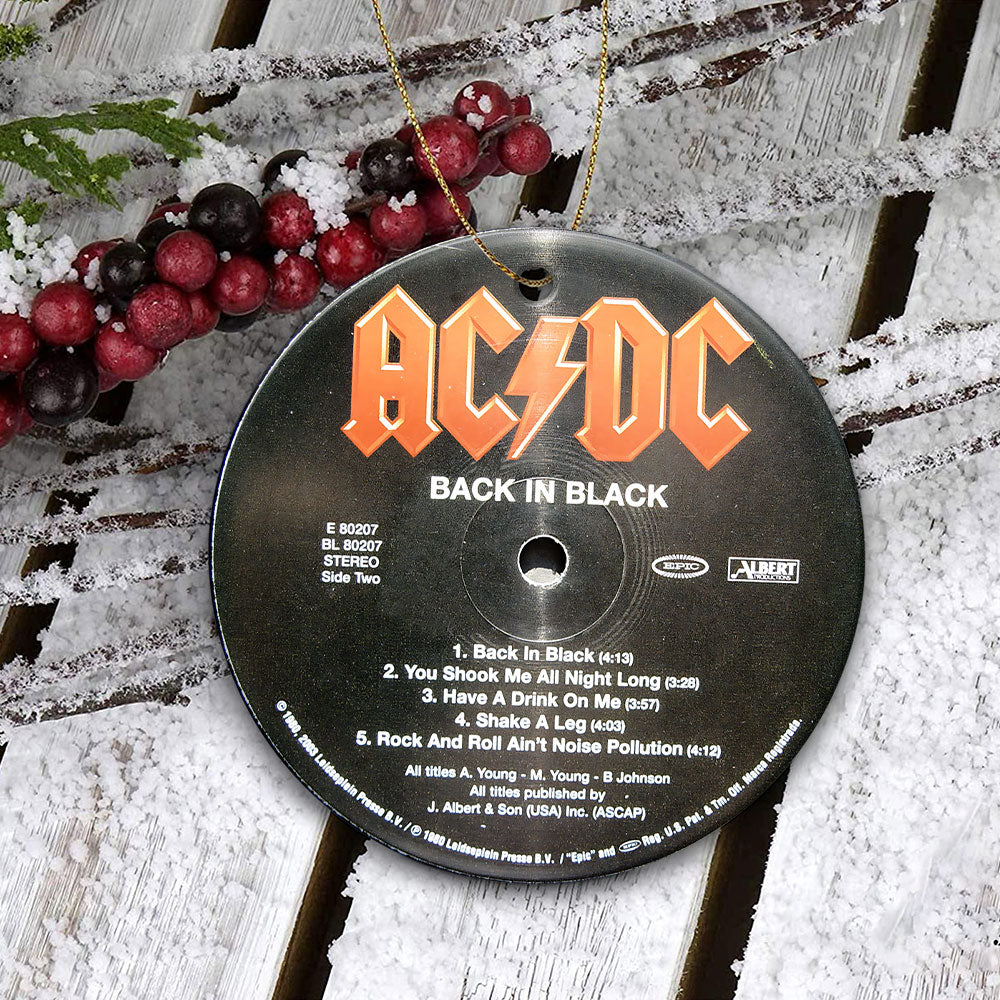 Back In Black Hard Rock Ceramic Ornament – Classic Album Cover Holiday Decoration