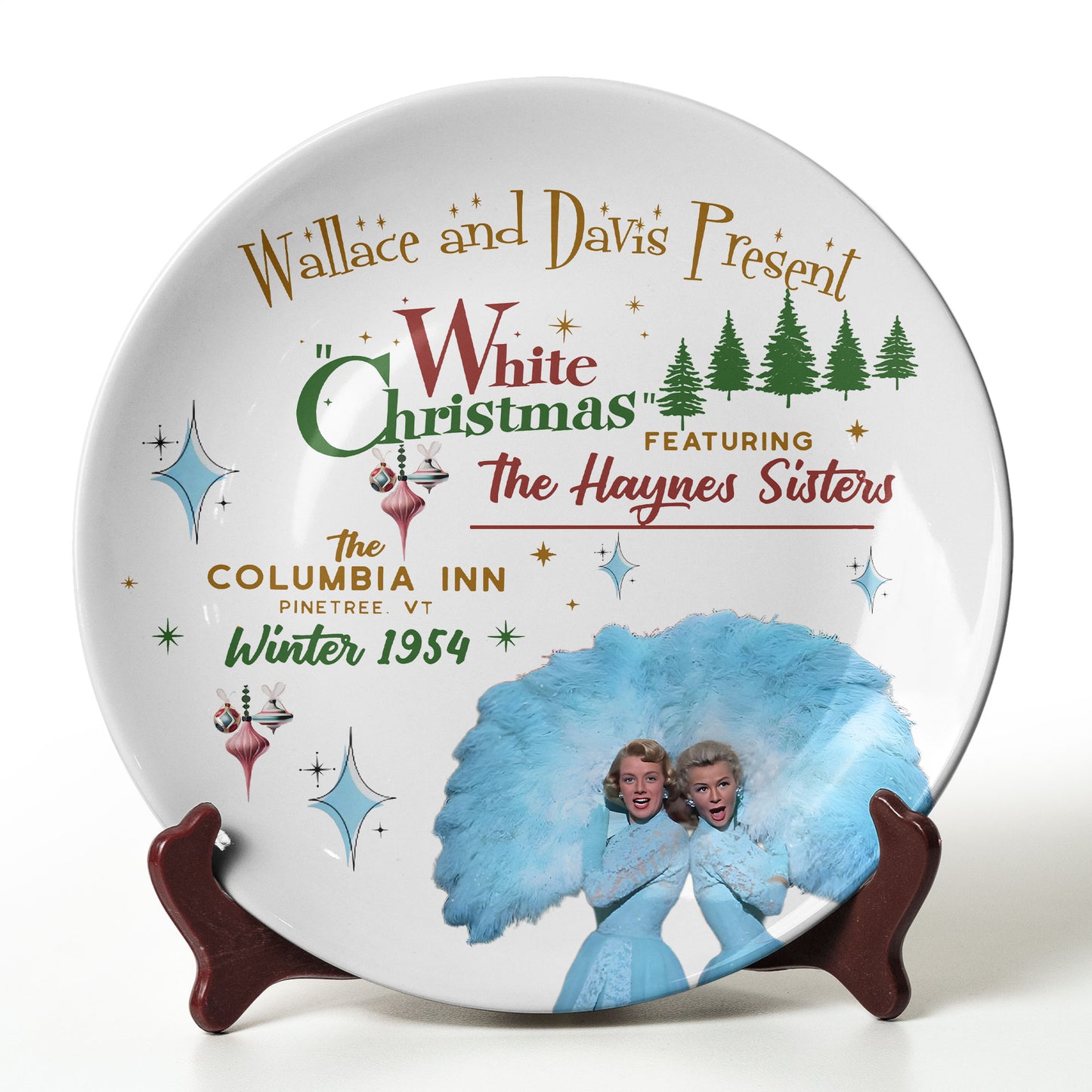 White Christmas Retro Plate – The Haynes Sisters Vintage Collectible