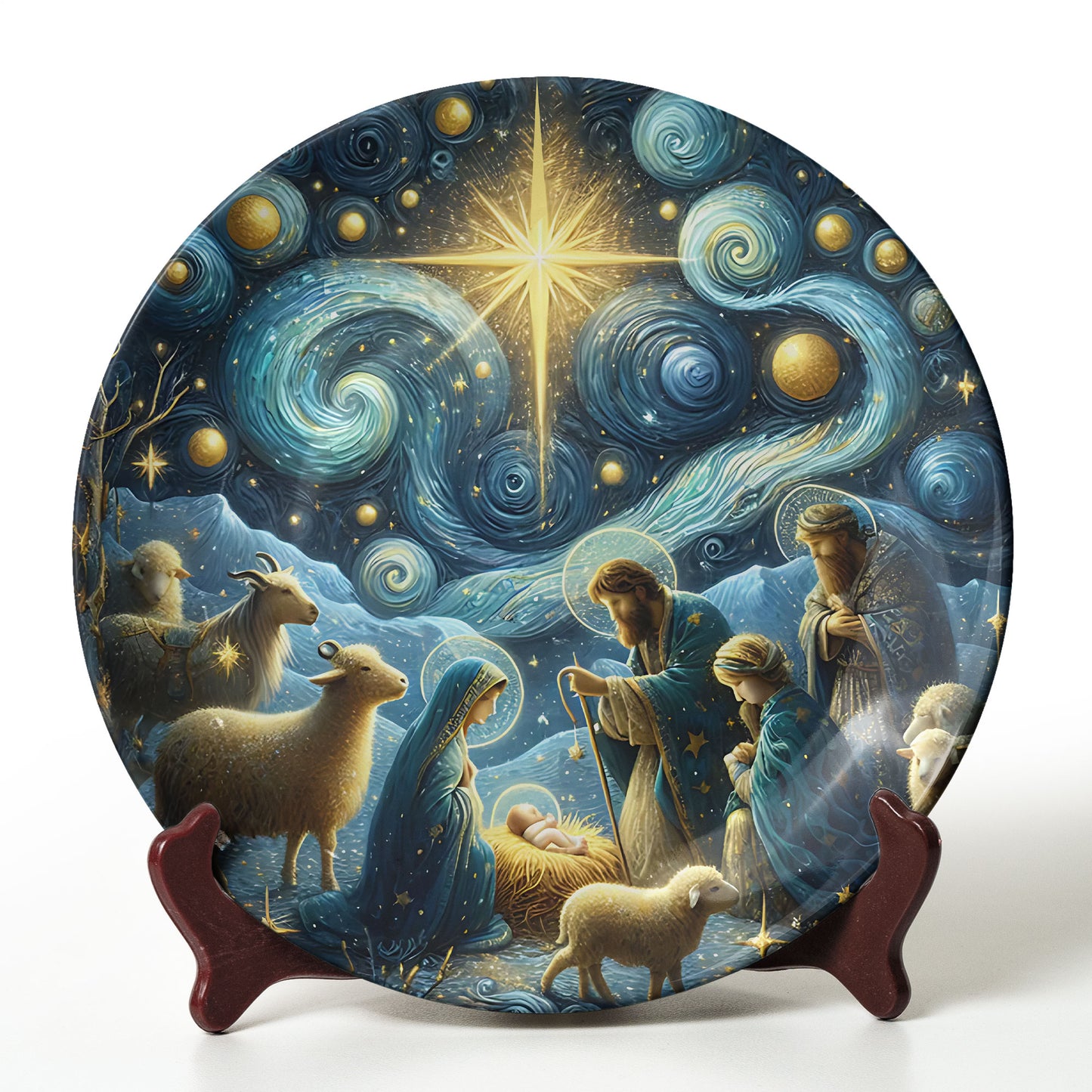 Nativity Scene “Starry Night” Christmas Ceramic Plate
