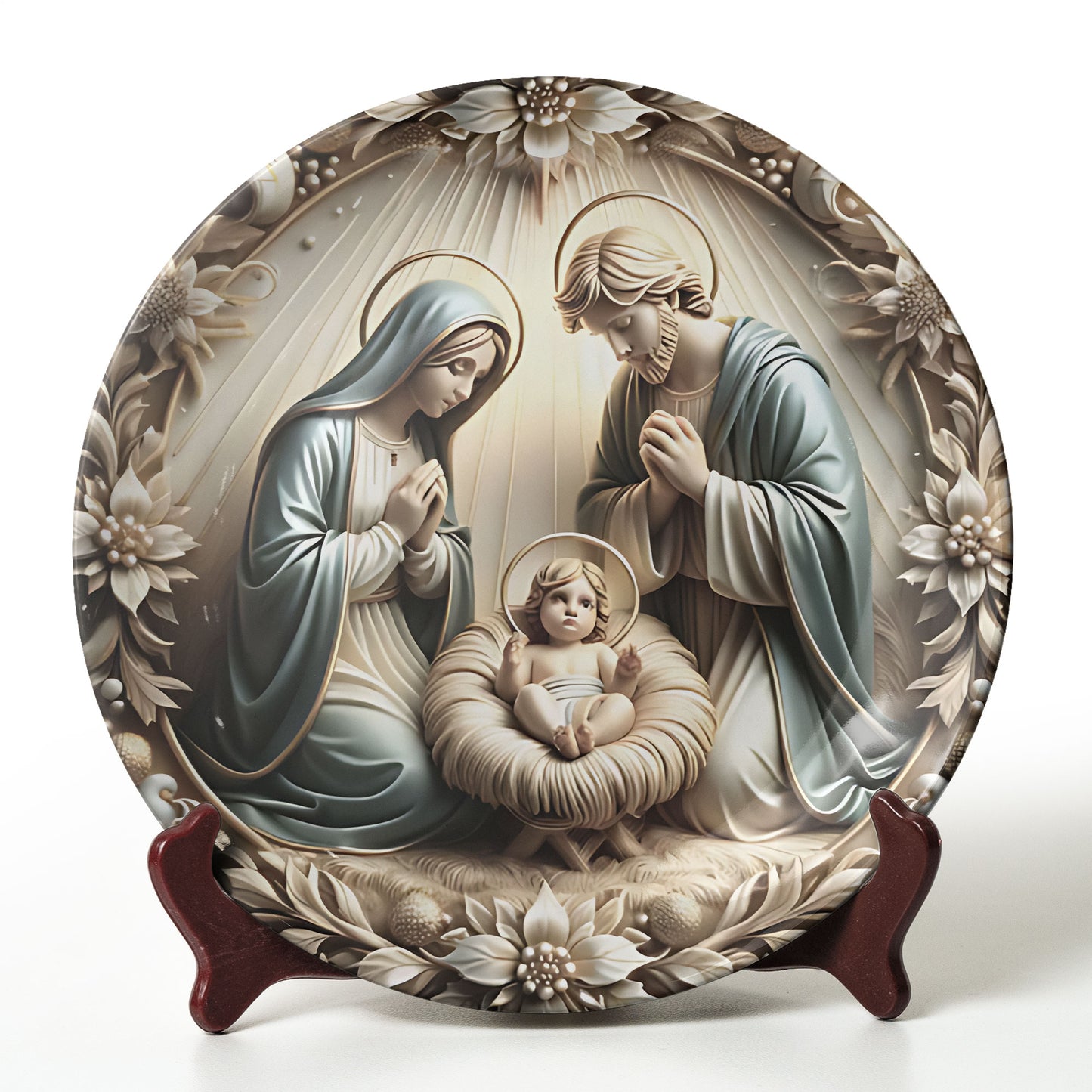 Holy Family Nativity Scene Decorative Plate – Christmas Art Collectible