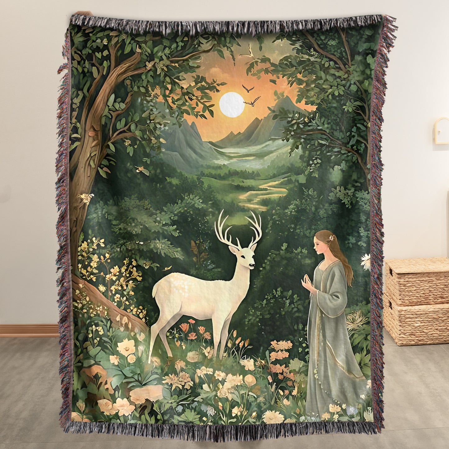 White Stag of Terrasen – Throne of Glass Inspired Woven Blanket