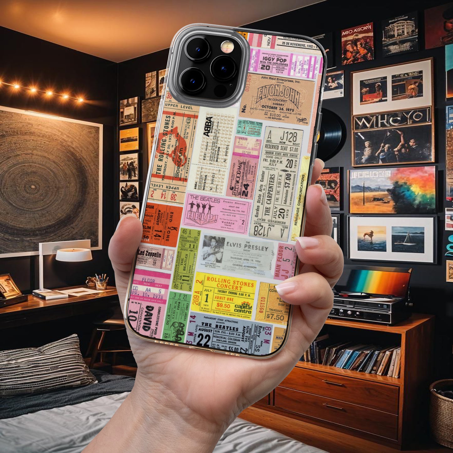 Retro Concert Ticket Collage Phone Case – Vintage Music Vibes 12