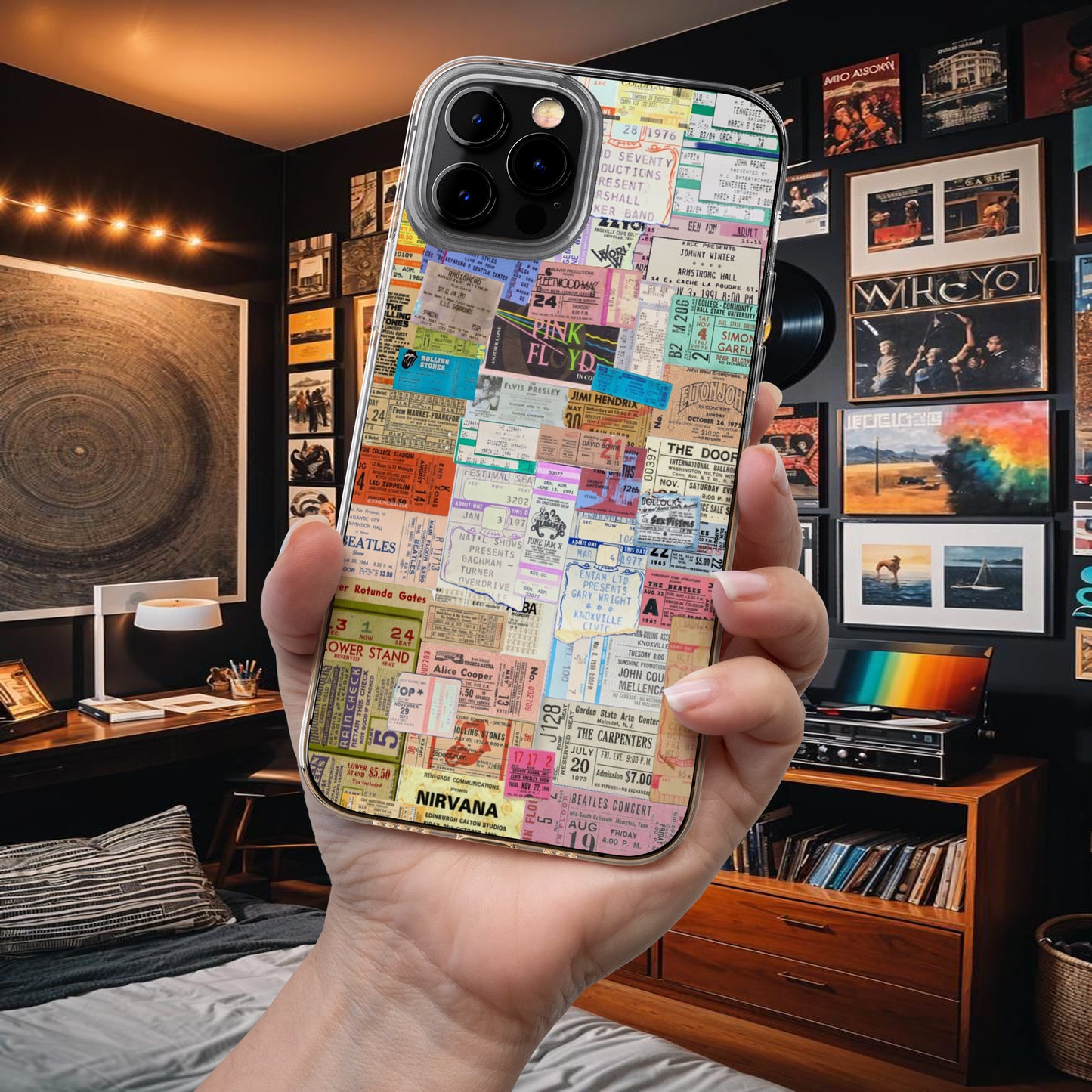Retro Concert Ticket Collage Phone Case – Vintage Music Vibes 14