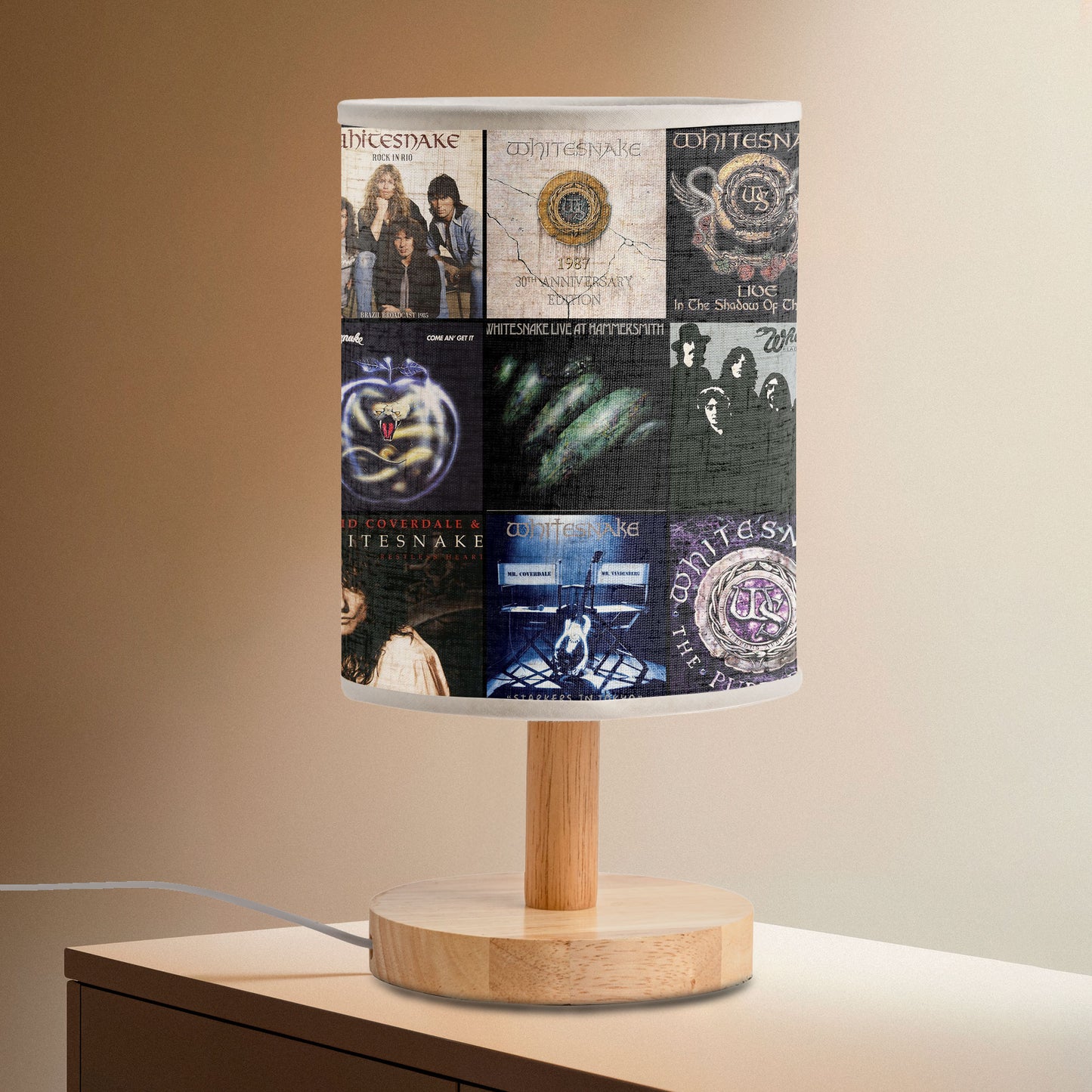 Whitesnake Albums Fabric Lamp – Serpentine Rock Glow
