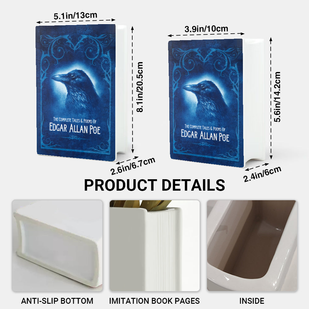 Edgar Allan Poe Raven Book Vase – Gothic Literature Home Decor