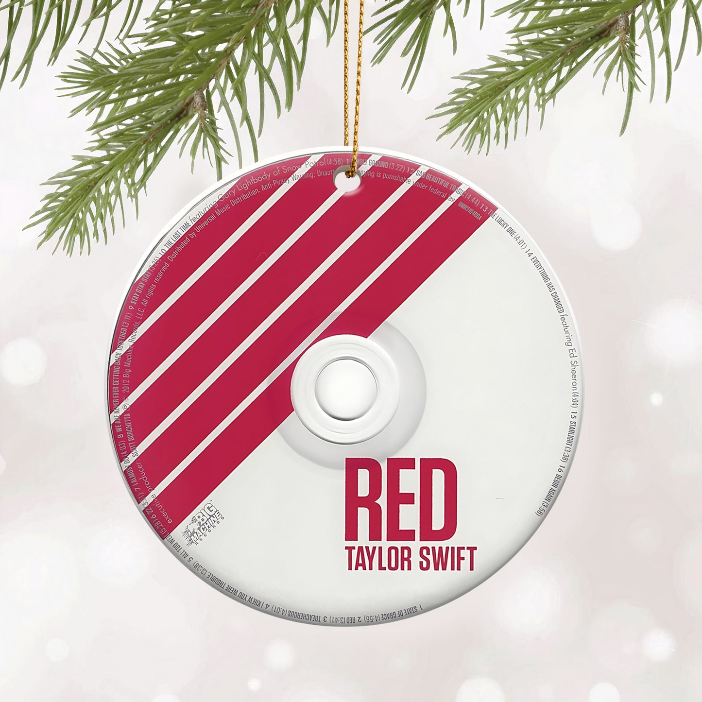 RED Taylor Swift CD Ceramic Ornament – Holiday Music Keepsake Decoration