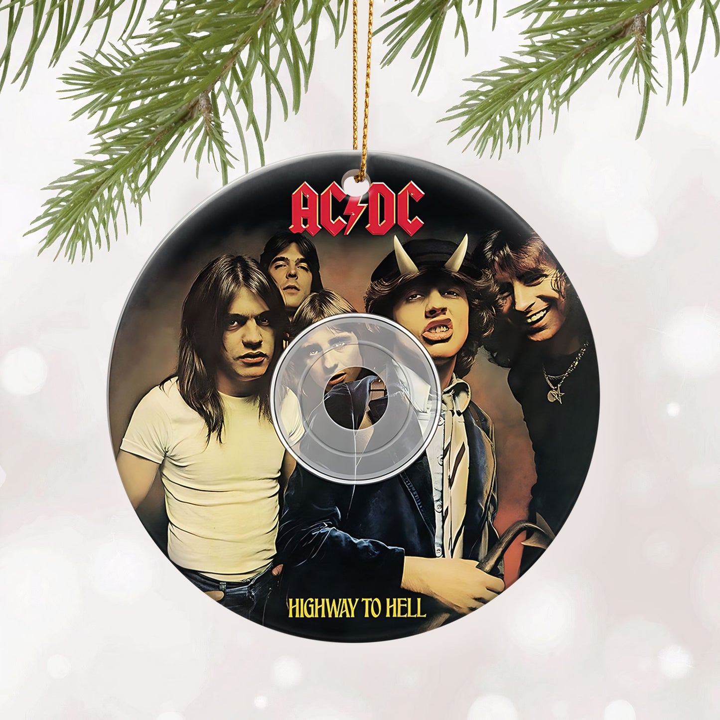 Highway To Hell Hard Rock Ceramic Ornament – Classic Album Cover Holiday Decoration