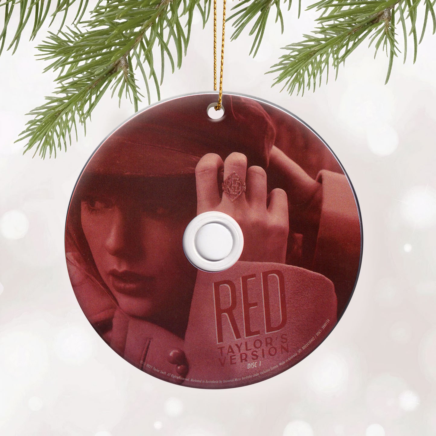 RED Taylor Swift CD Ceramic Ornament – Holiday Music Keepsake Decoration