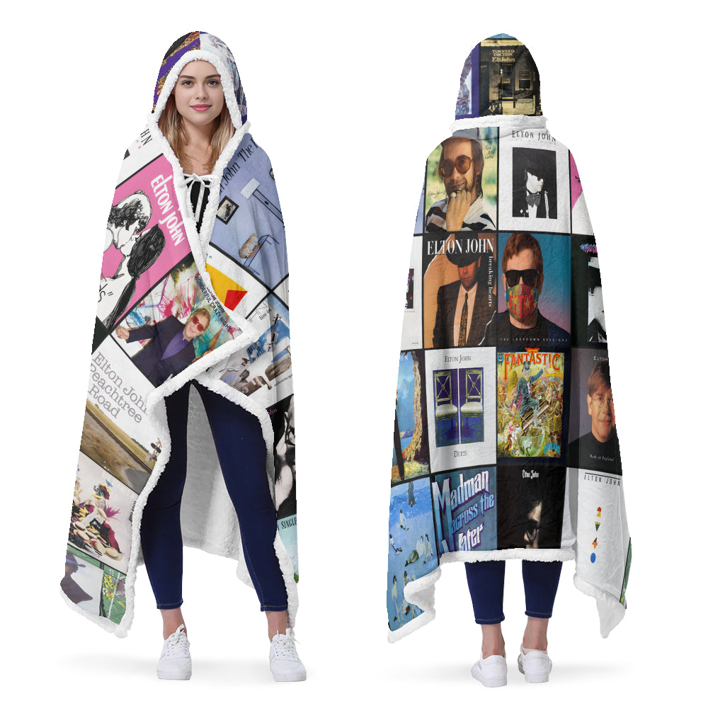 Elton John Albums Wearable Blanket Hoodie – Classic Rock Comfort in Style