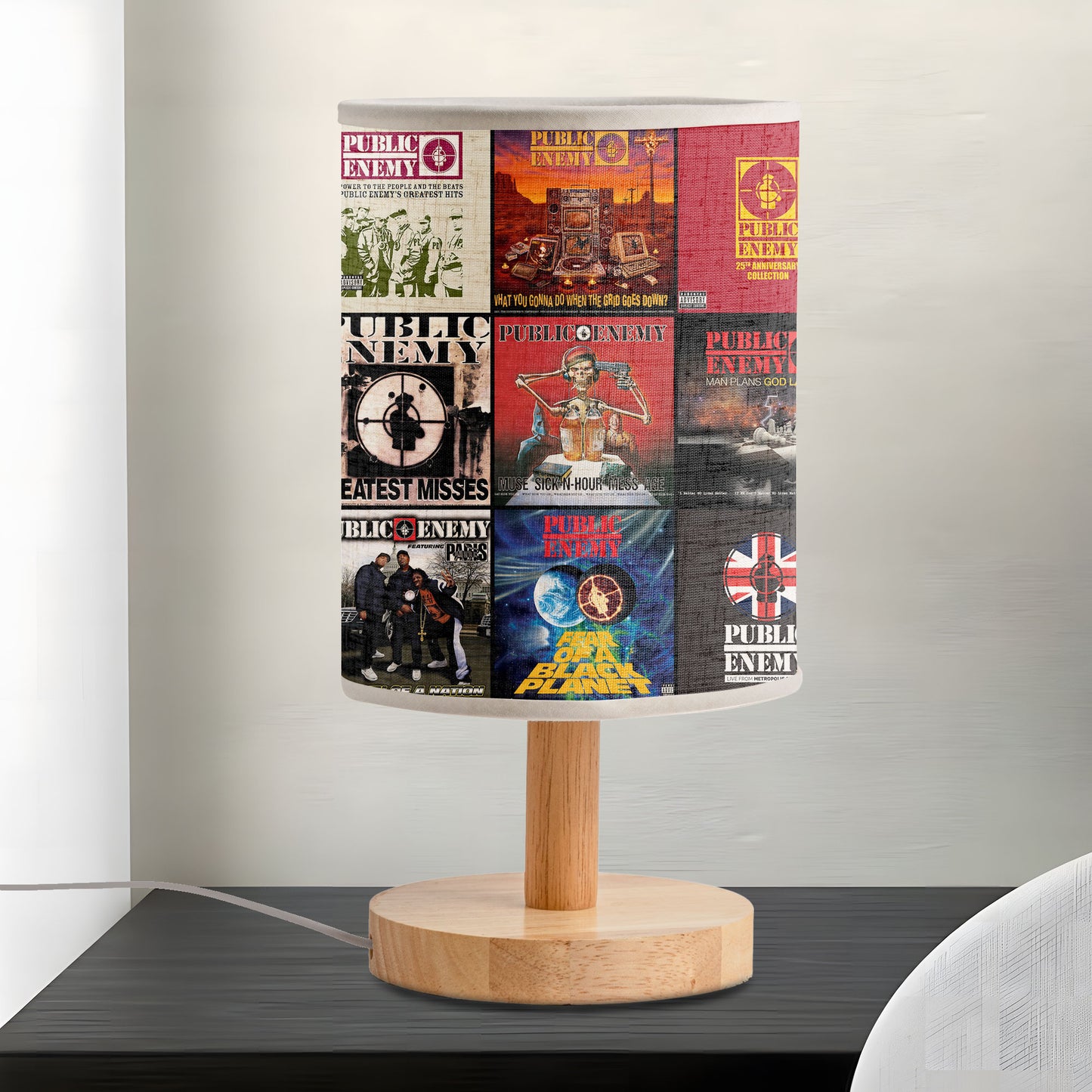 Public Enemy Albums Fabric Lamp – Hip-Hop Revolution Glow