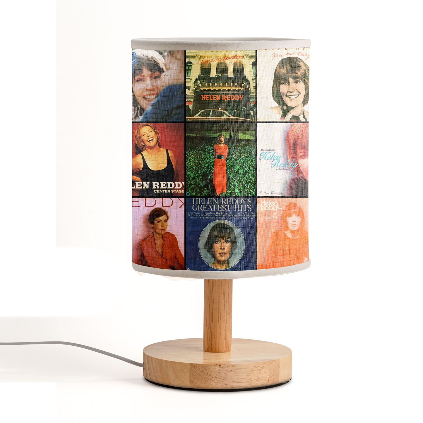 Helen Reddy Albums Fabric Lamp – The Voice of Empowerment and Grace