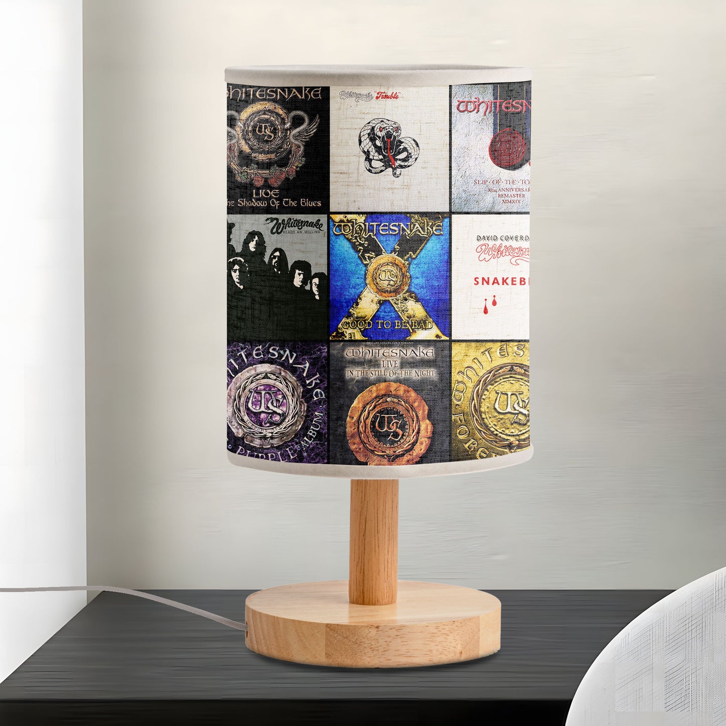 Whitesnake Albums Fabric Lamp – Serpentine Rock Glow