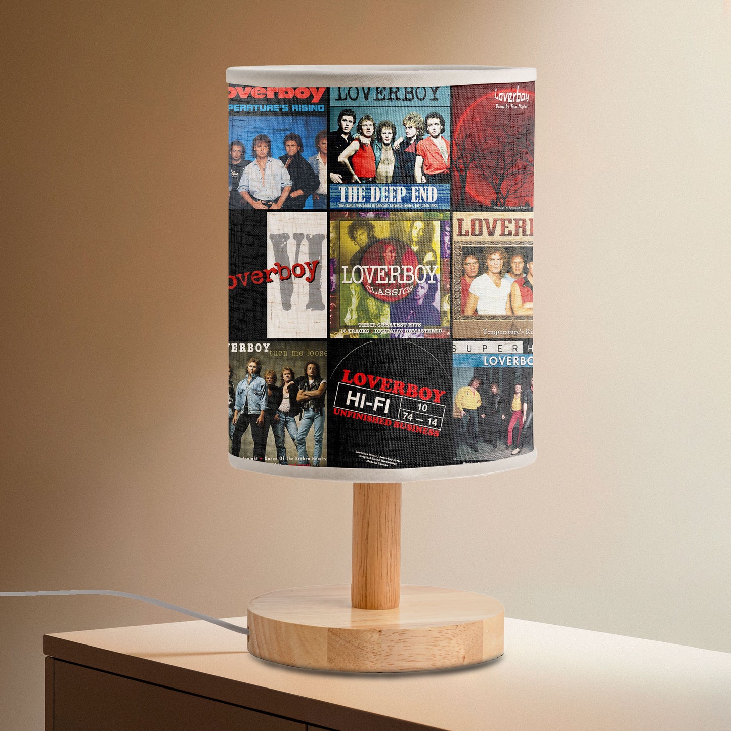 Loverboy Album Collage Lamp – Retro Rock Night Light for Music Lovers