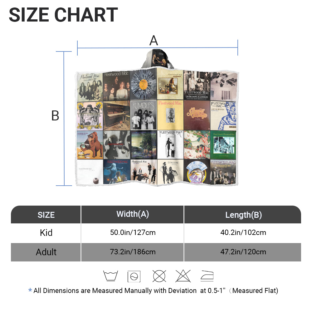 Fleetwood Mac Album Cover Collage Hooded Blanket – Cozy Nostalgic Gift for Music Lovers