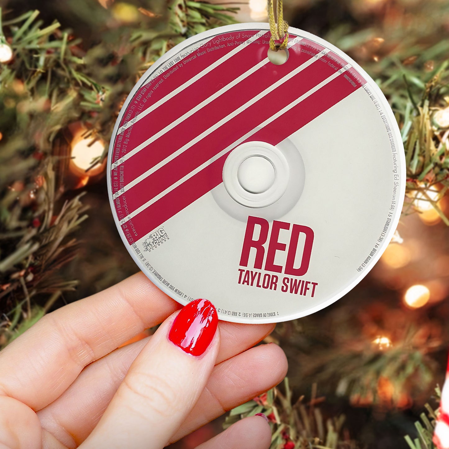 RED Taylor Swift CD Ceramic Ornament – Holiday Music Keepsake Decoration