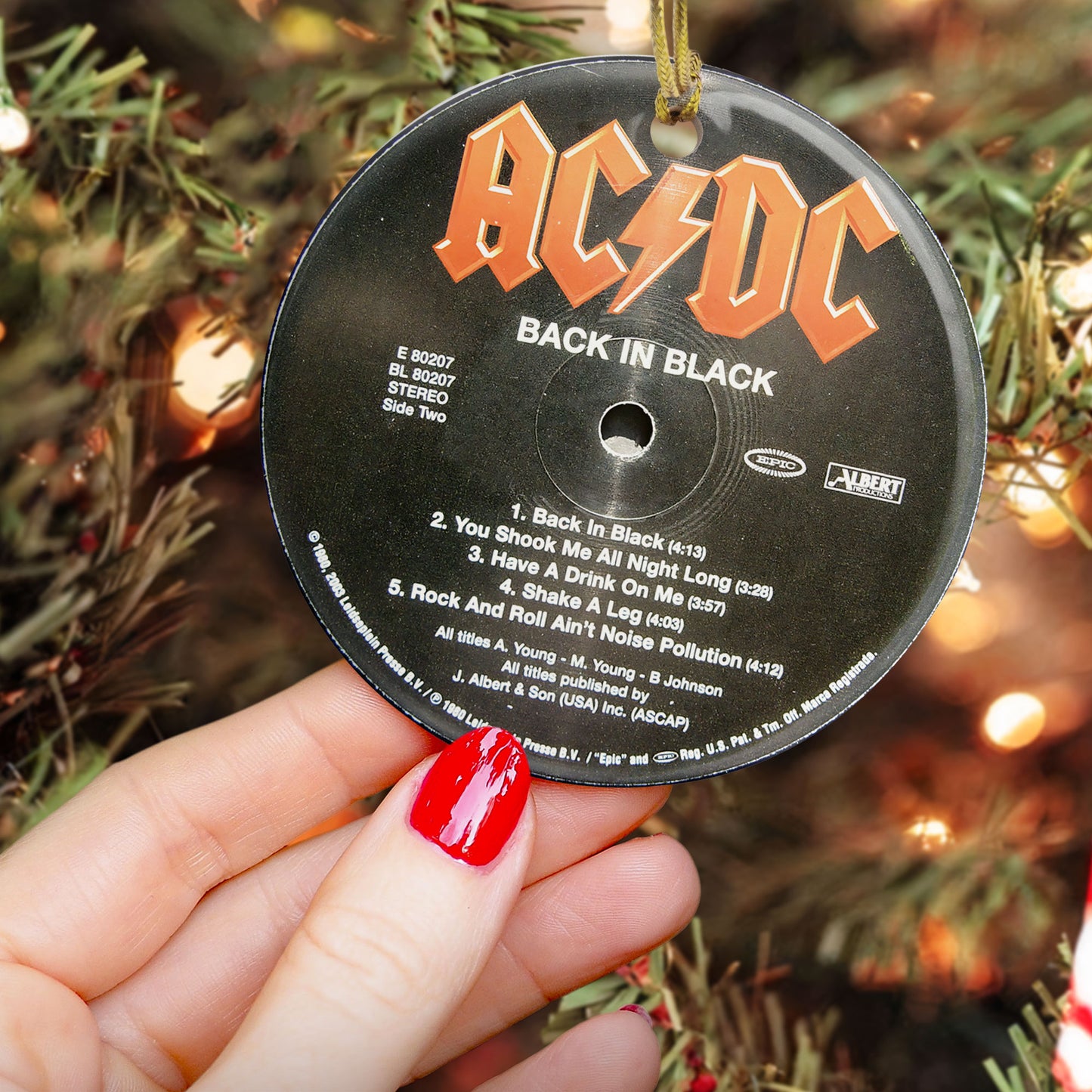 Back In Black Hard Rock Ceramic Ornament – Classic Album Cover Holiday Decoration