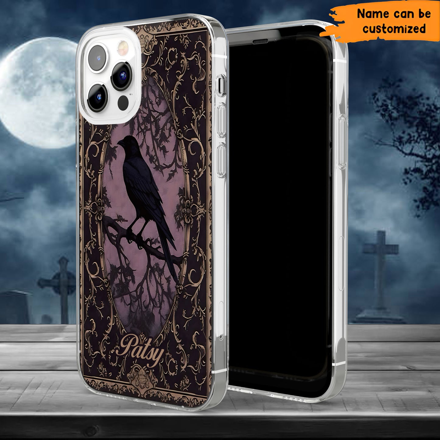 Gothic Raven Phone Case – Dark Vintage Crow Cover Personalized Clear Phone