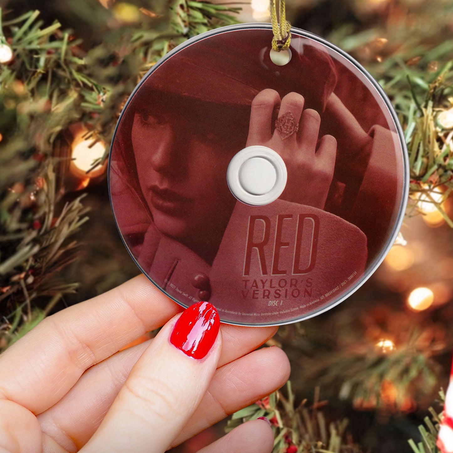 RED Taylor Swift CD Ceramic Ornament – Holiday Music Keepsake Decoration