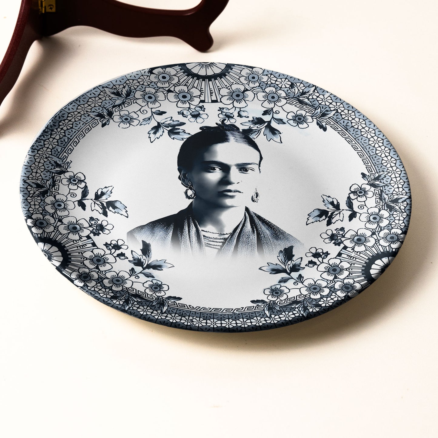 Frida Kahlo Ceramic Plate – Vintage Floral Art Design