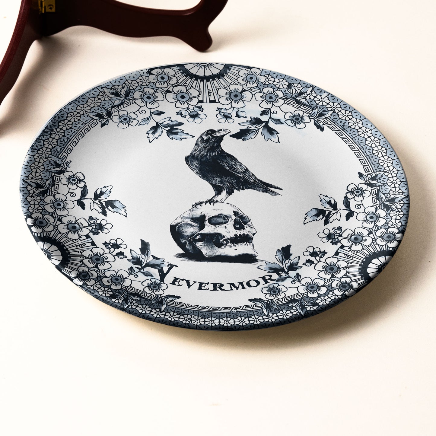 Edgar Allan Poe Raven Ceramic Plate – Nevermore Gothic Decor