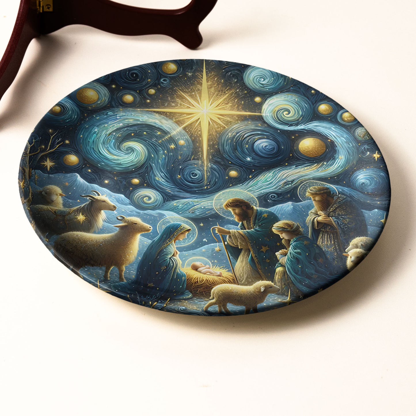 Nativity Scene “Starry Night” Christmas Ceramic Plate