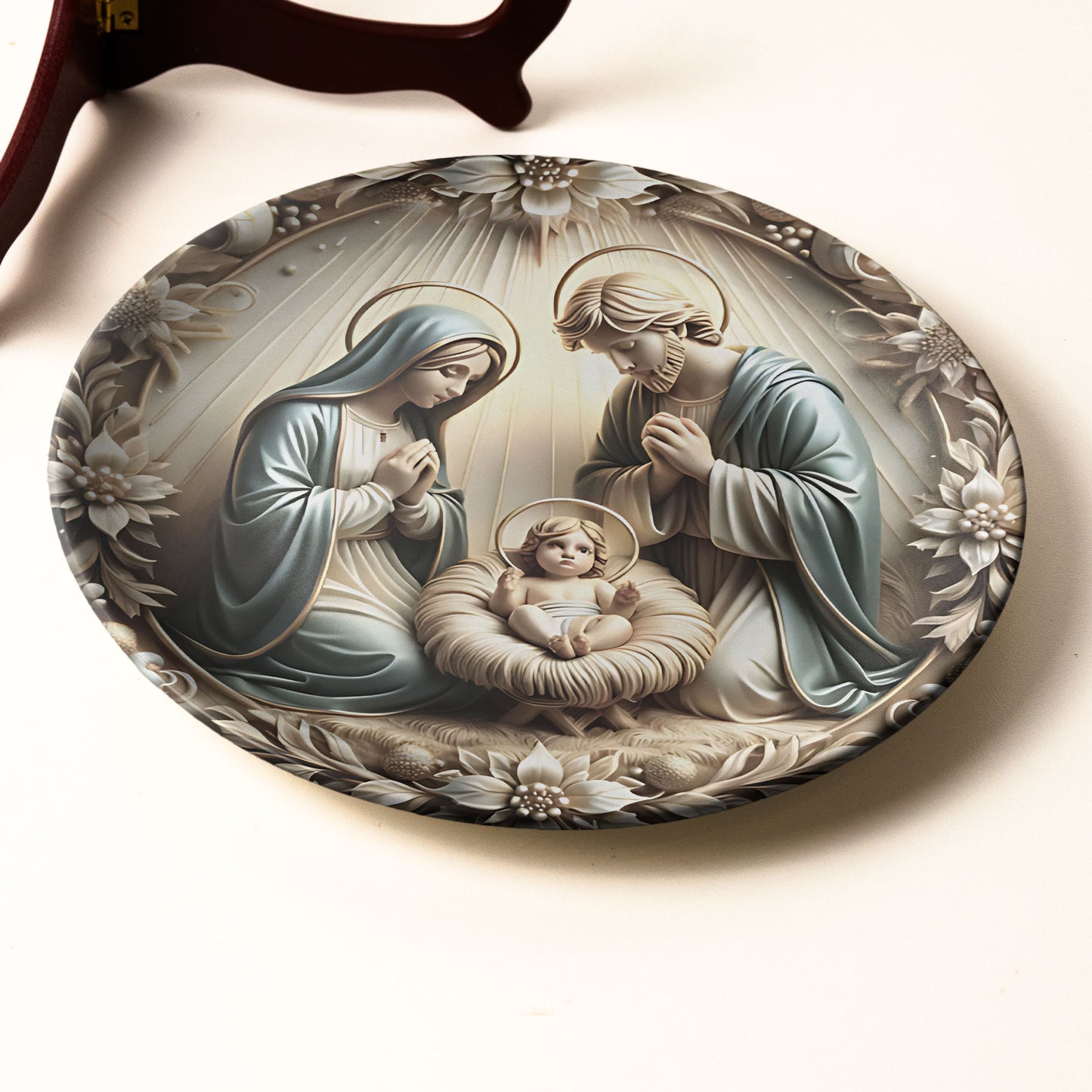 Holy Family Nativity Scene Decorative Plate – Christmas Art Collectible