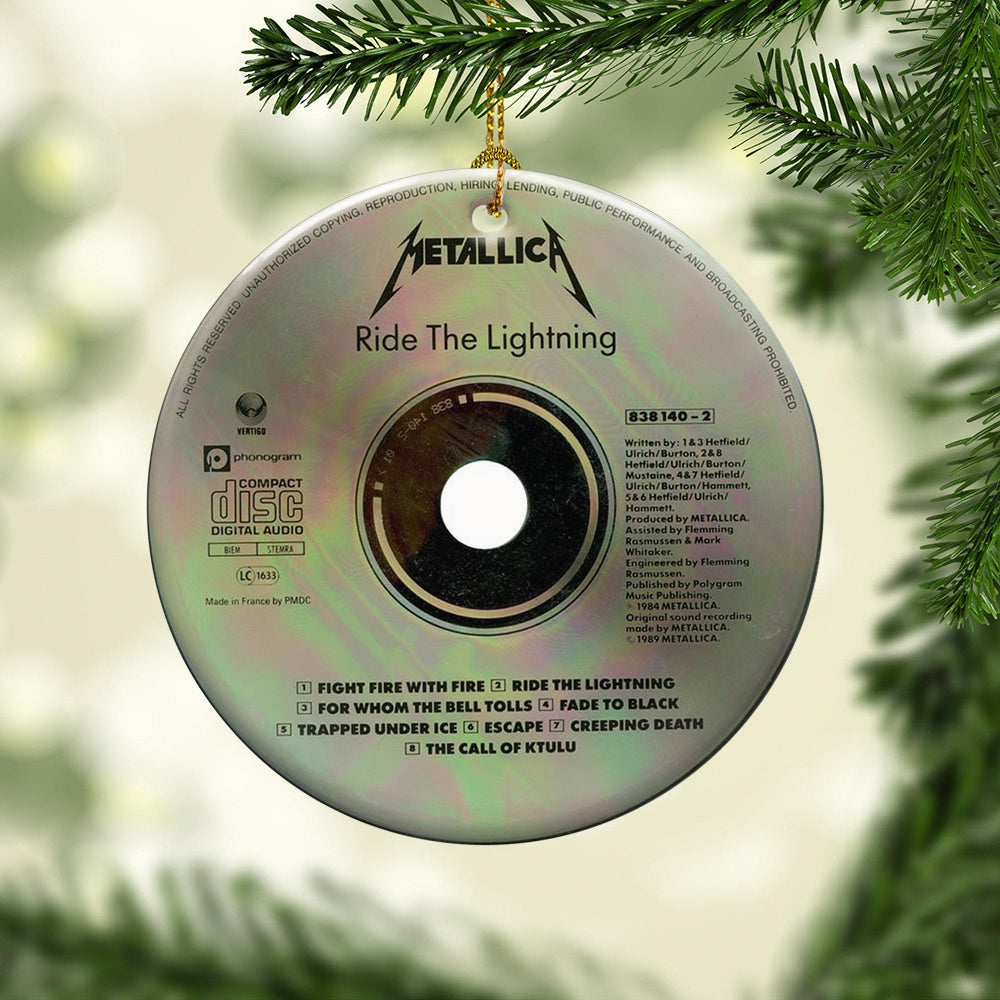 Ride The Lightning Metallica CD Design Ceramic Ornament – Rock Music Christmas Tree Decoration