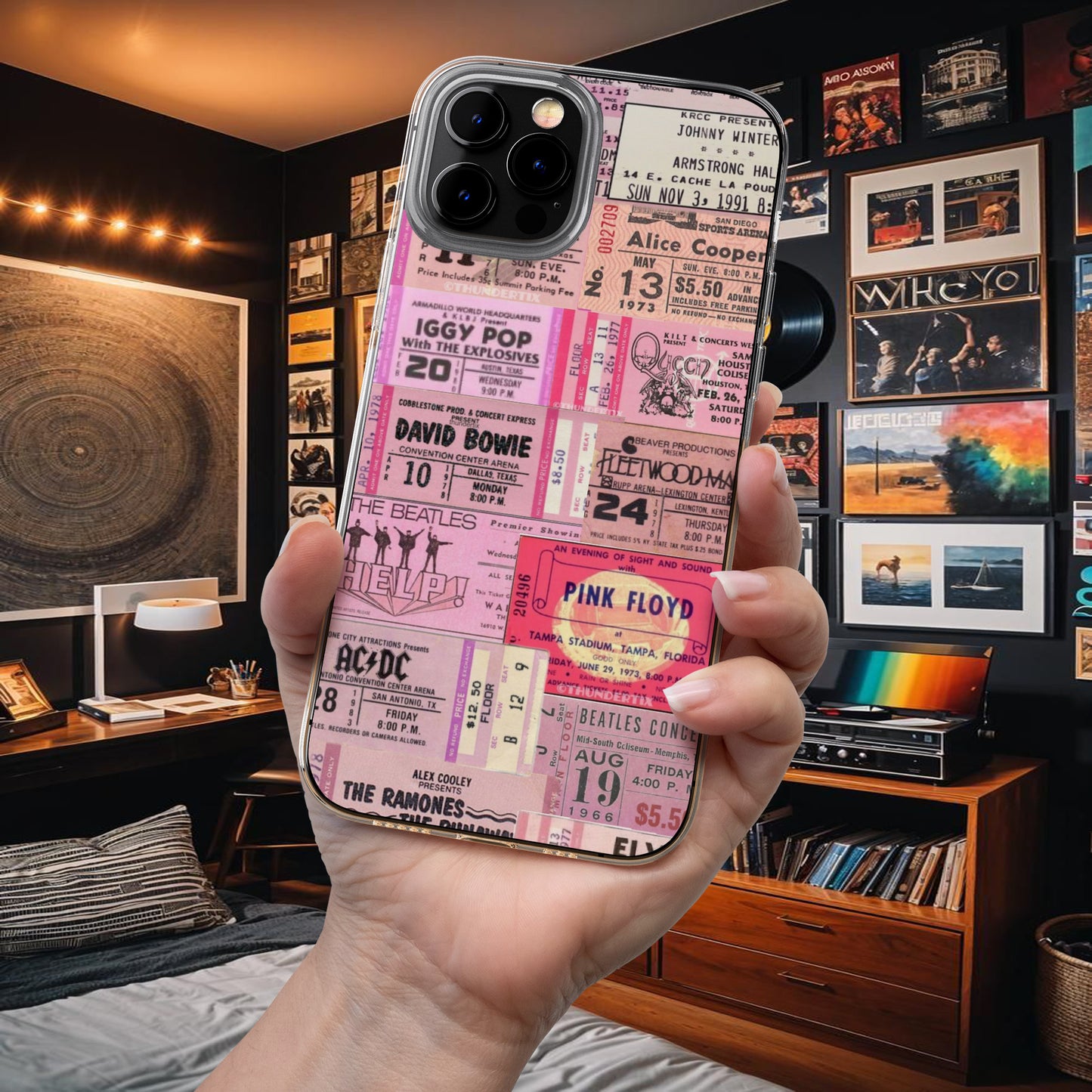 Retro Concert Ticket Collage Phone Case – Vintage Music Vibes 3