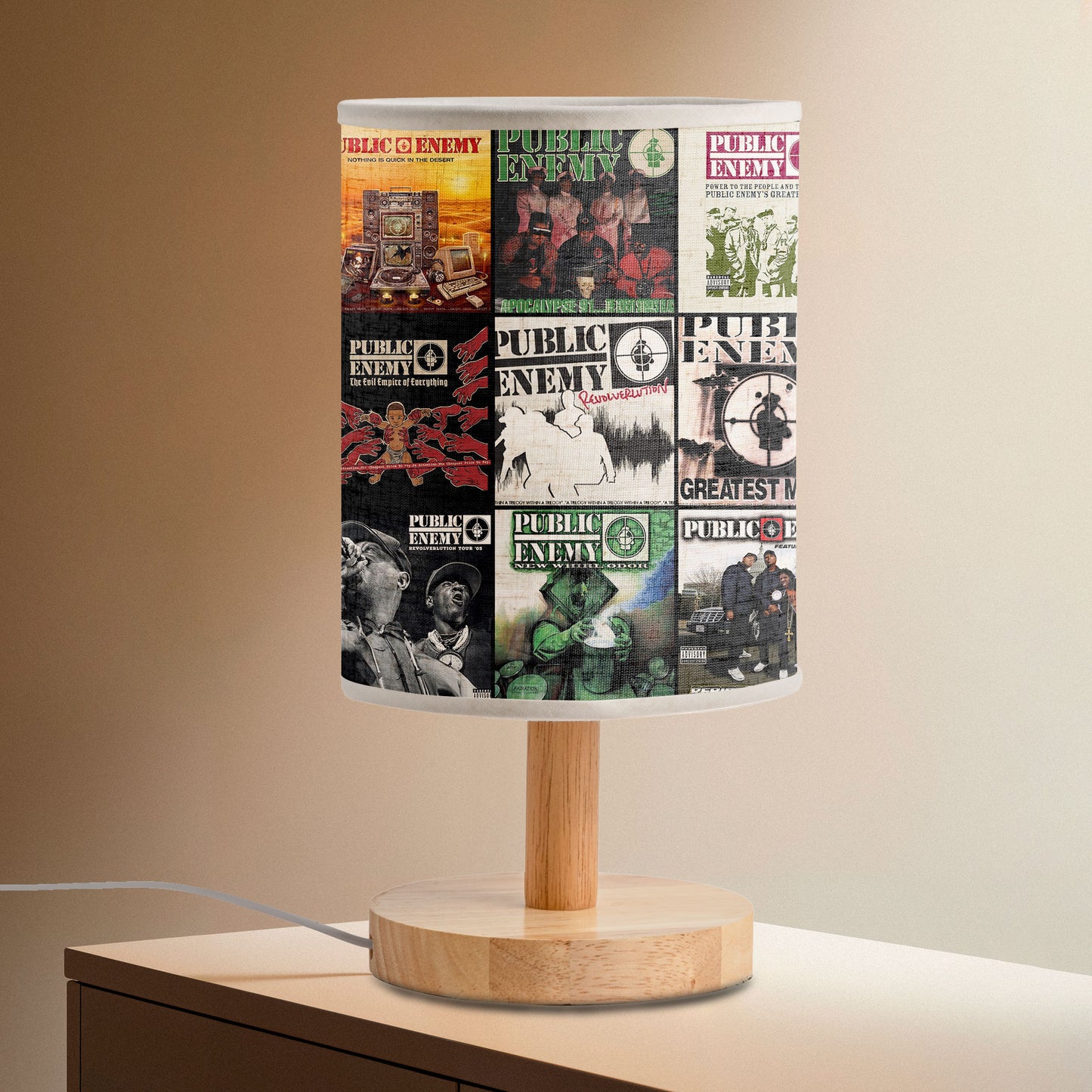 Public Enemy Albums Fabric Lamp – Hip-Hop Revolution Glow