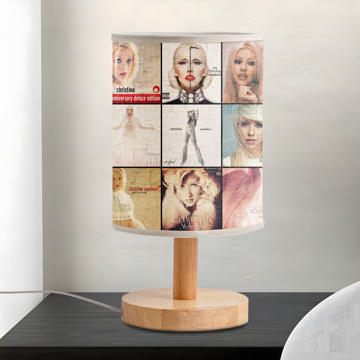 Christina Aguilera Album Collage Lamp – Pop Diva Nostalgia Light for Music Lovers