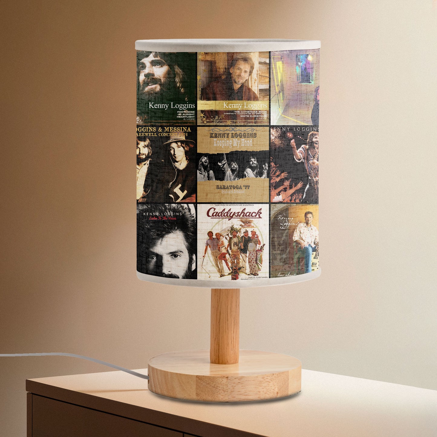 Kenny Loggins Album Collage Lamp – Soft Rock Nostalgia Night Light for Music Lovers
