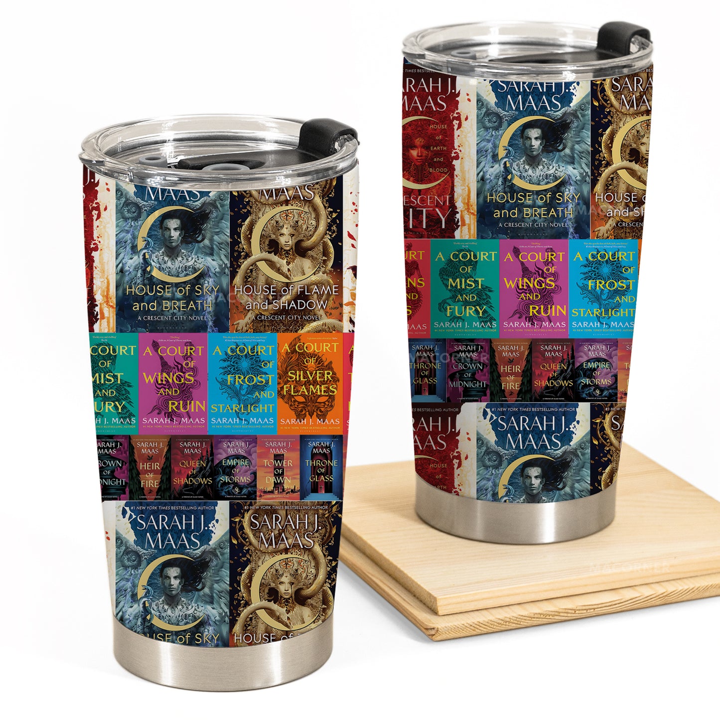 Sarah J. Maas Book Covers Tumbler Cup – Crescent City, ACOTAR & Throne of Glass Series