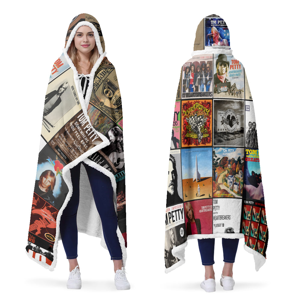 Tom Petty Albums Wearable Blanket Hoodie – Cozy Tribute to Rock Legends