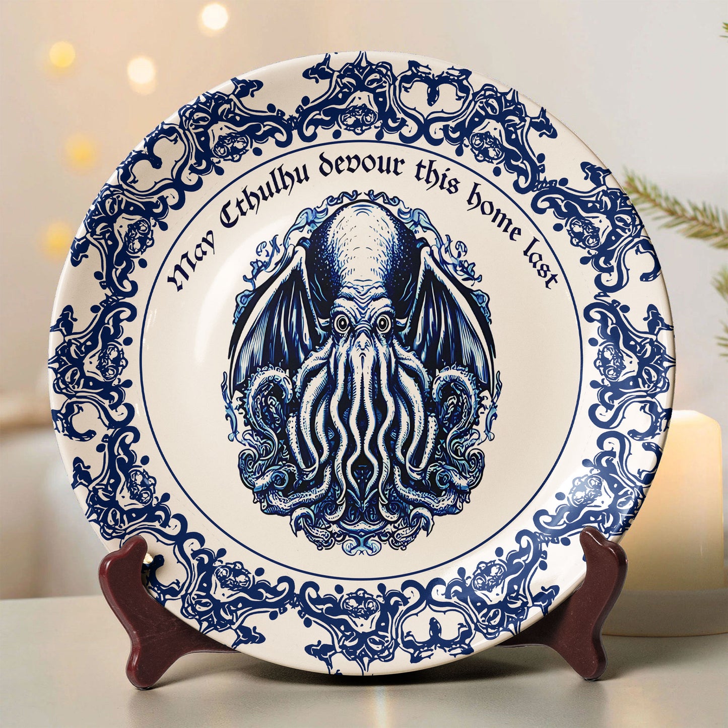 Gothic Cthulhu Decorative Ceramic Plate – Eldritch Elegance for Your Home