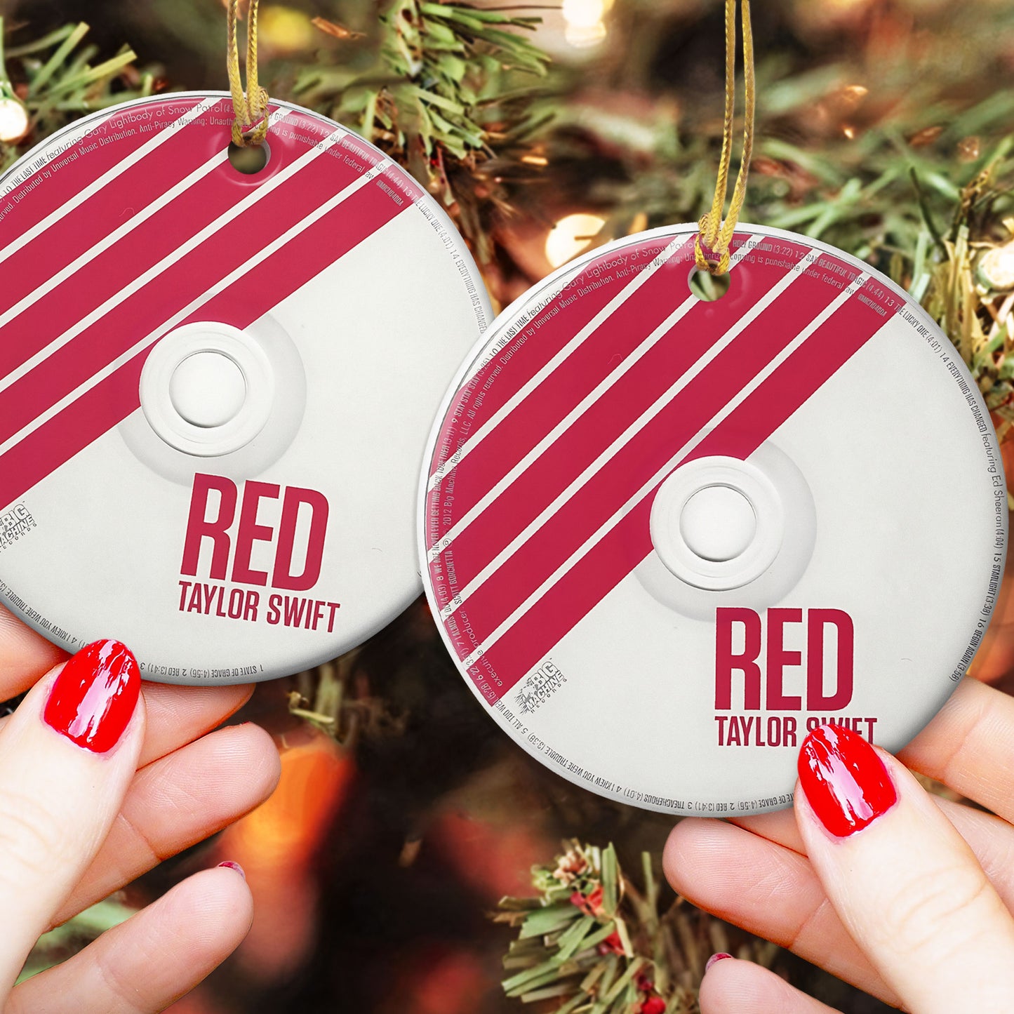 RED Taylor Swift CD Ceramic Ornament – Holiday Music Keepsake Decoration
