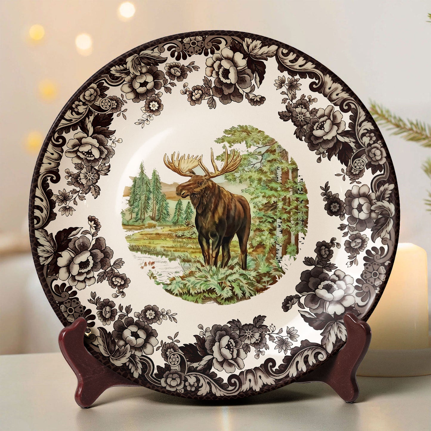 Moose in Forest Decorative Plate