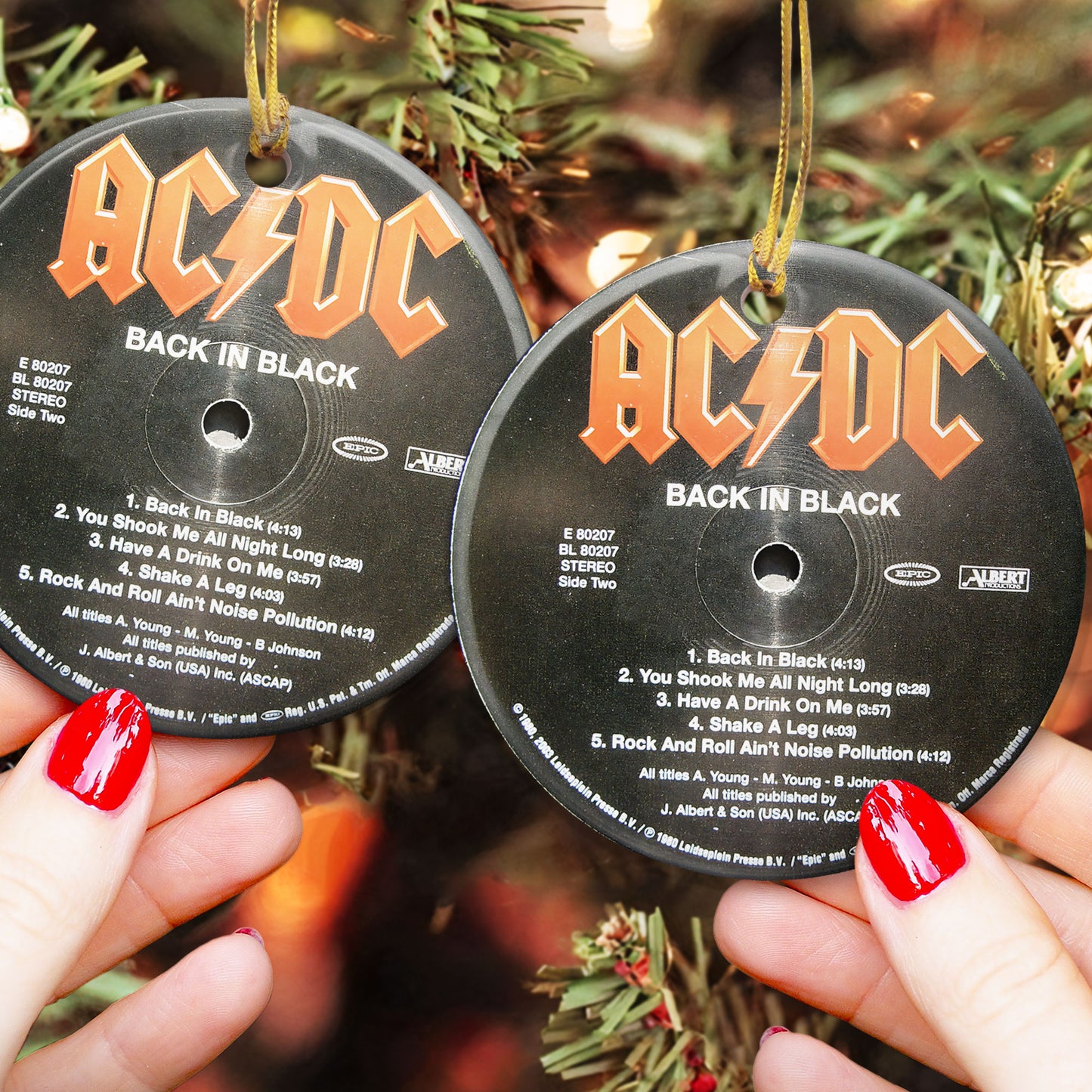Back In Black Hard Rock Ceramic Ornament – Classic Album Cover Holiday Decoration