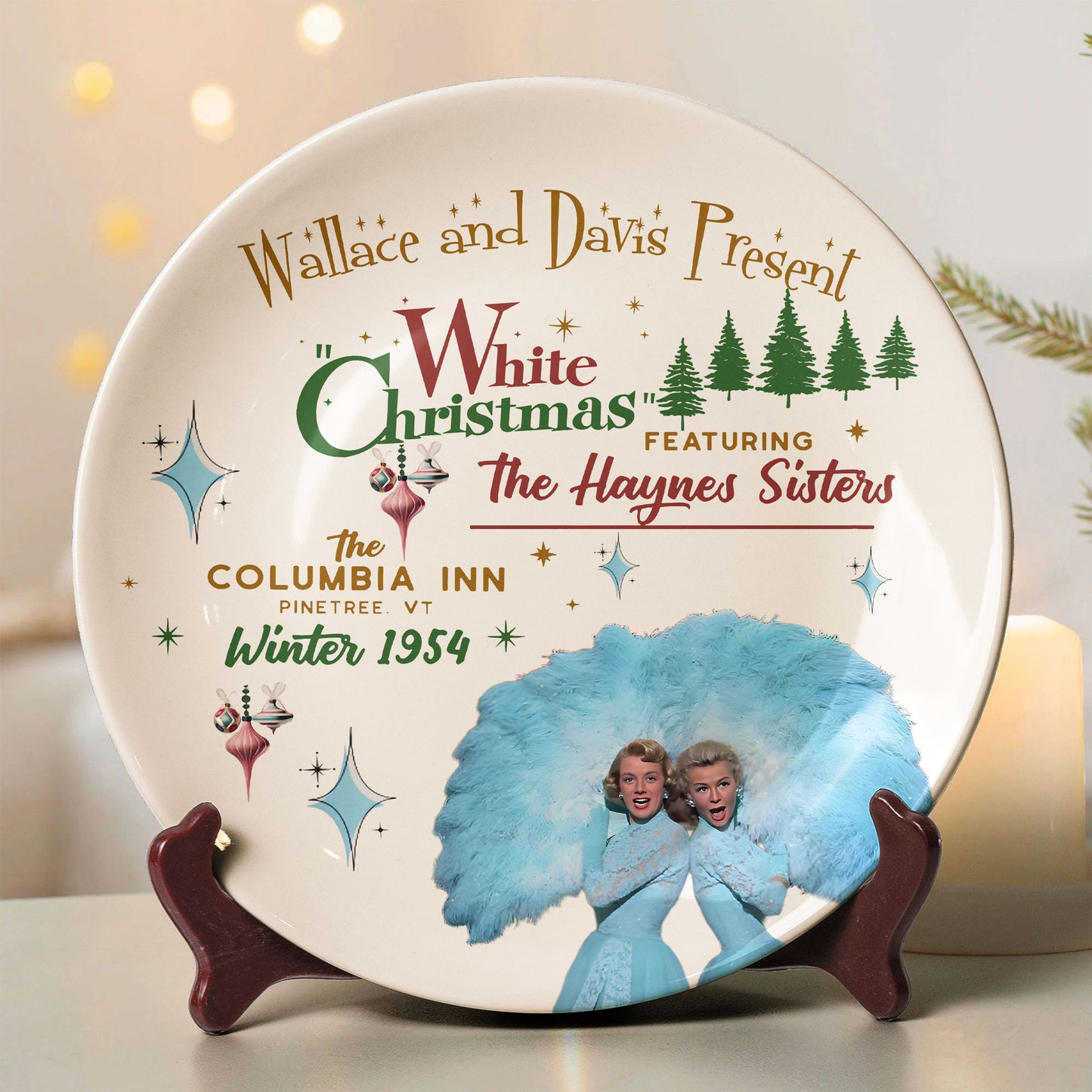 White Christmas Retro Plate – The Haynes Sisters Vintage Collectible