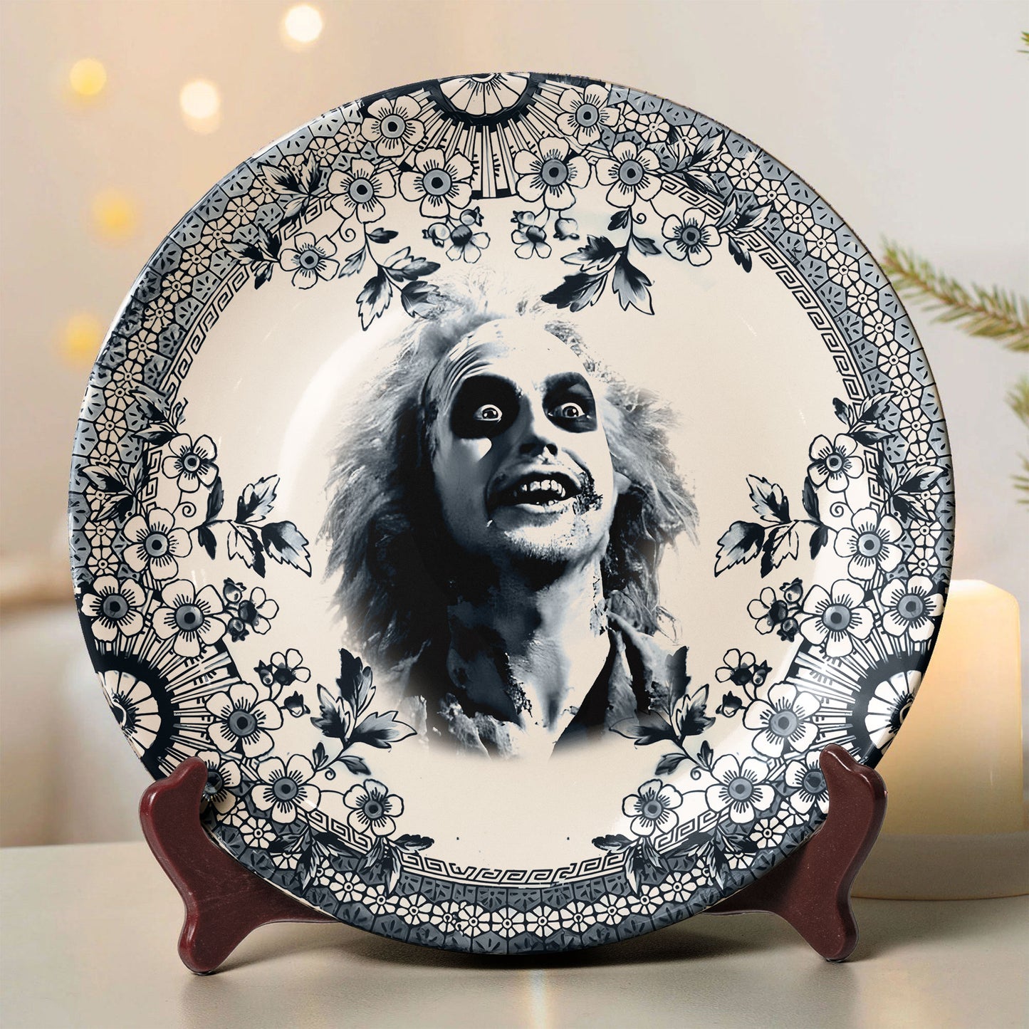 Gothic Horror Beetlejuice Decorative Ceramic Plate