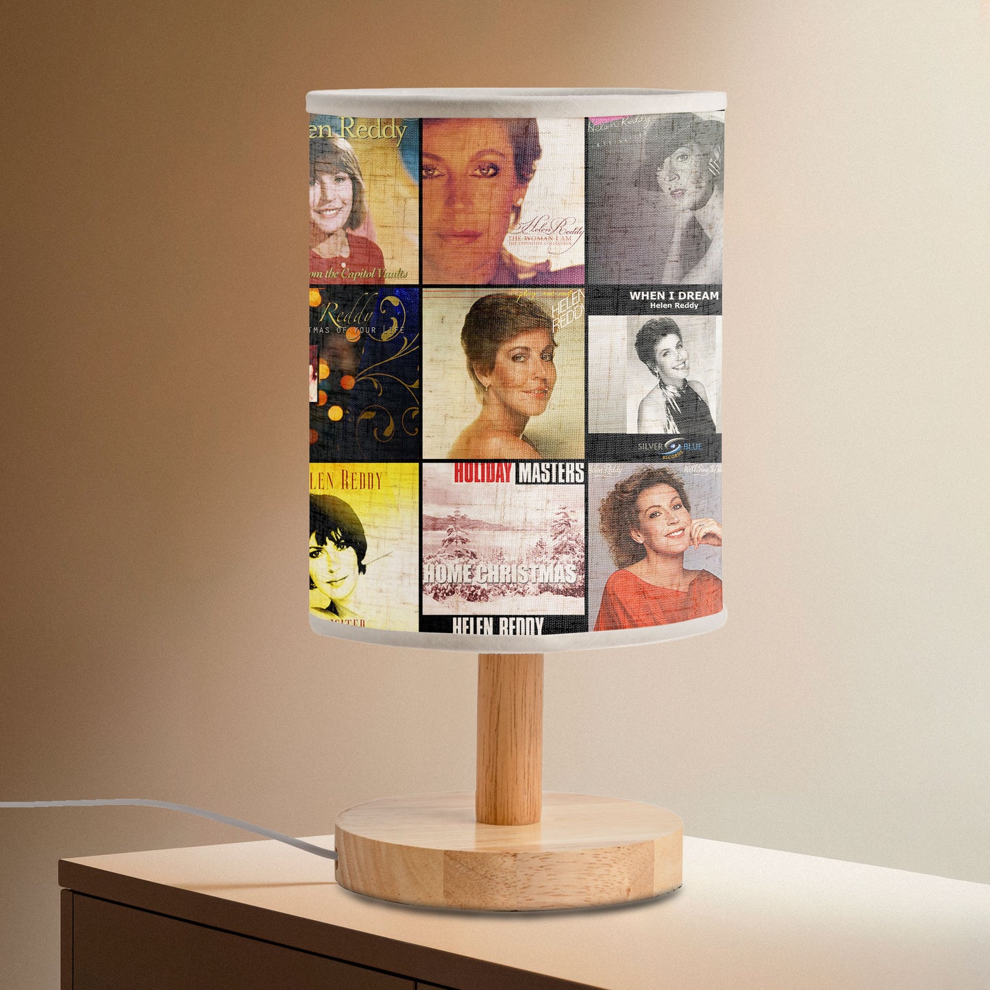Helen Reddy Albums Fabric Lamp – The Voice of Empowerment and Grace