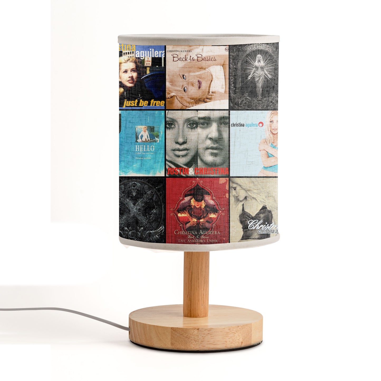 Christina Aguilera Album Collage Lamp – Pop Diva Nostalgia Light for Music Lovers