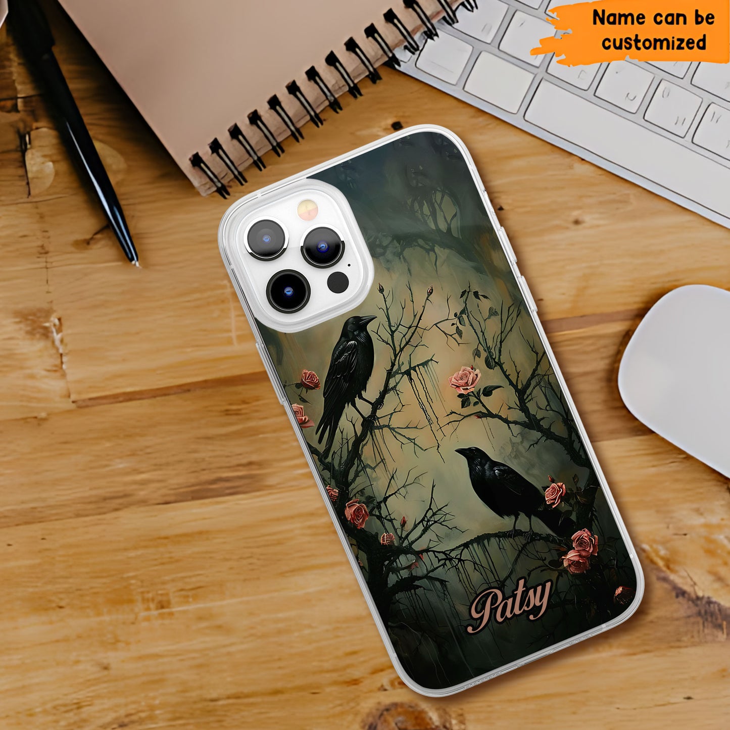 The Raven & Roses Phone Case – Gothic Elegance