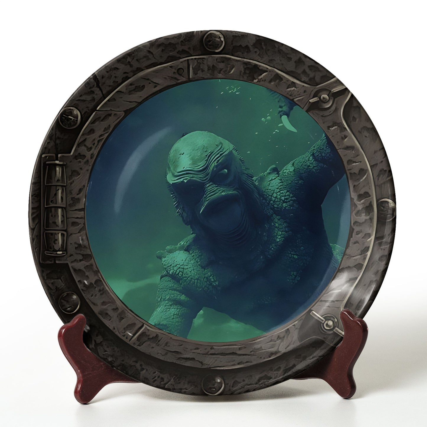 Gill-man Deep Sea Ceramic Plate – Underwater Monster Art Design