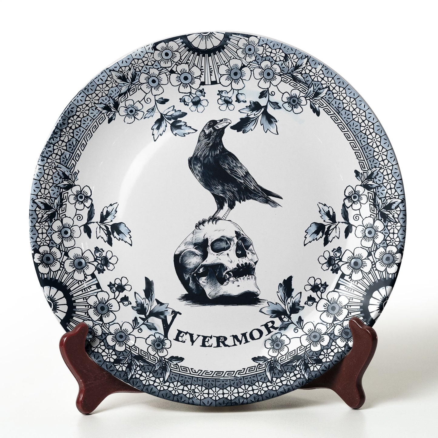 Edgar Allan Poe Raven Ceramic Plate – Nevermore Gothic Decor