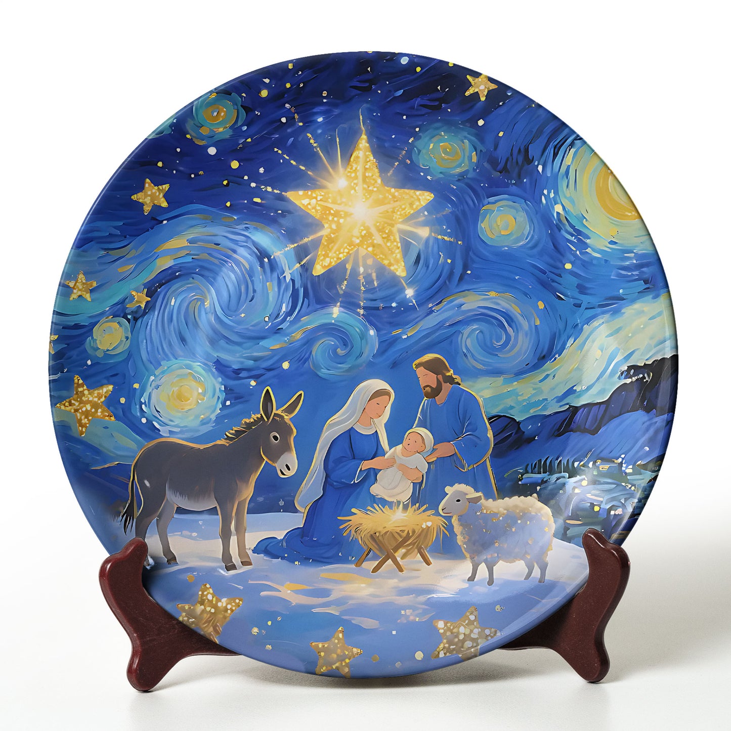 Nativity Scene “Starry Night” Christmas Decorative Plate