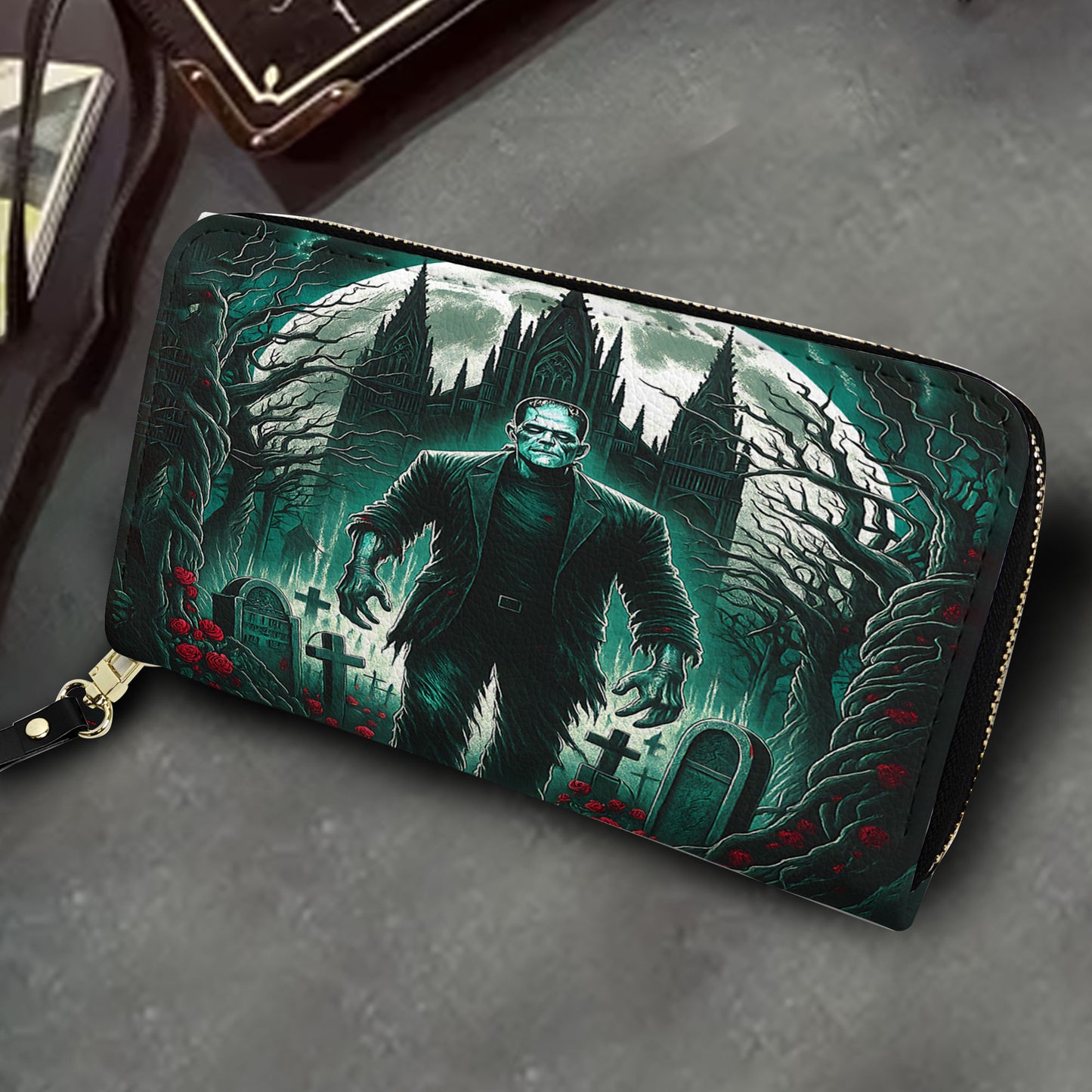 Frankenstein Gothic Castle Leather Handbag & Wallet Set – Dark Horror Fashion