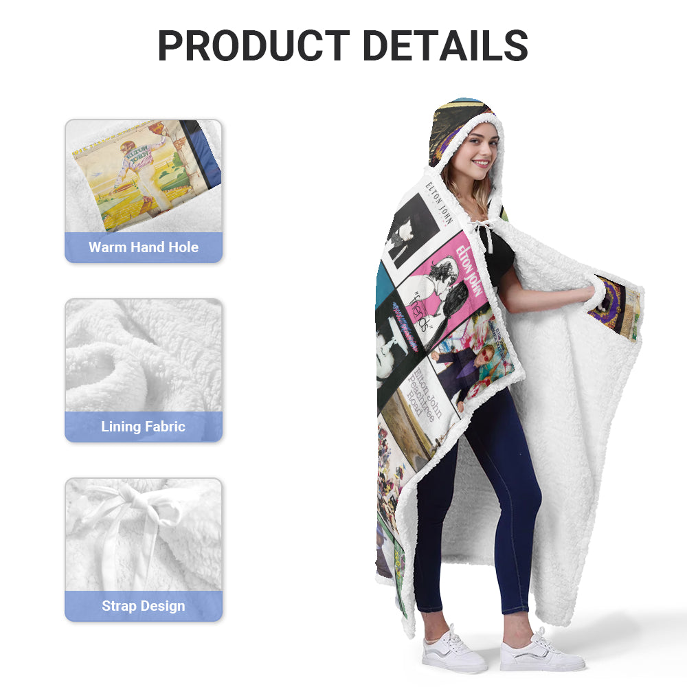Elton John Albums Wearable Blanket Hoodie – Classic Rock Comfort in Style