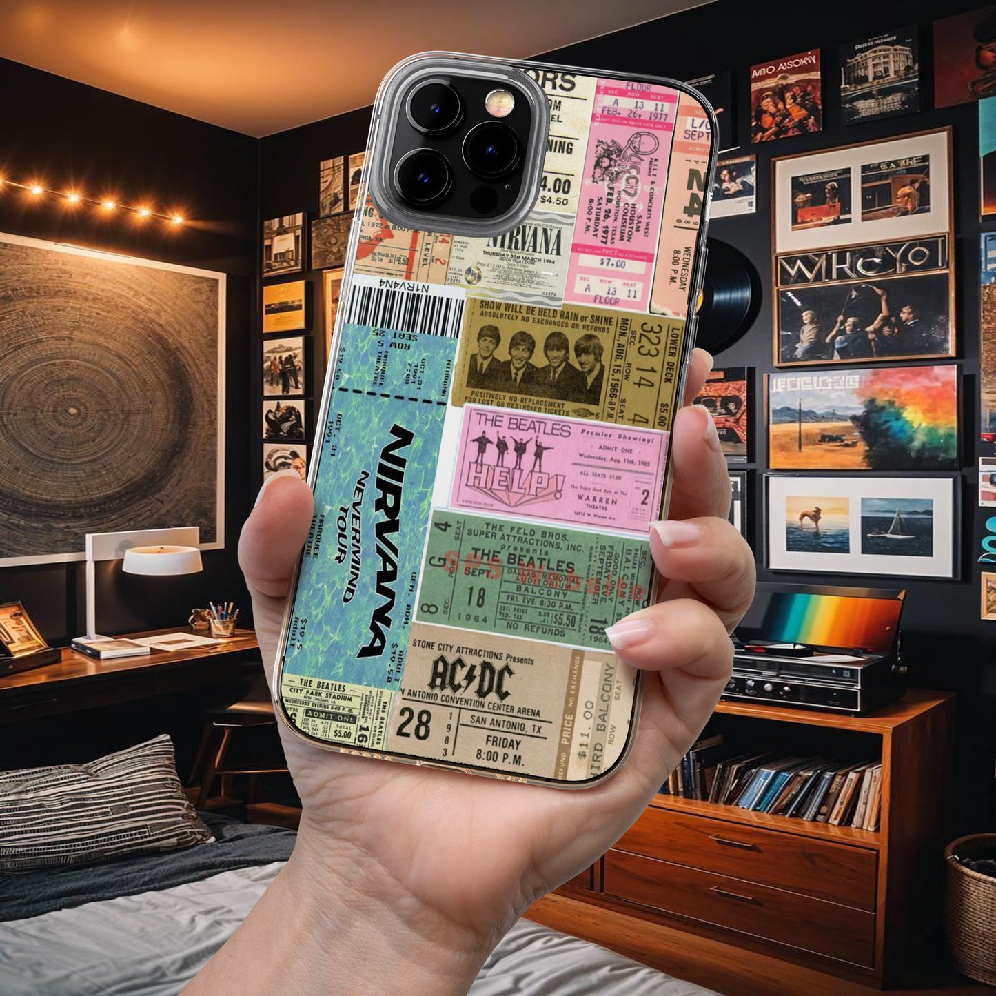 Retro Concert Ticket Collage Phone Case – Vintage Music Vibes 5